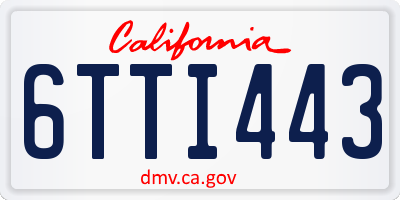 CA license plate 6TTI443