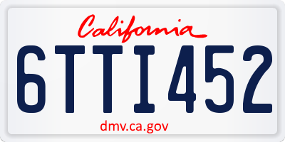 CA license plate 6TTI452