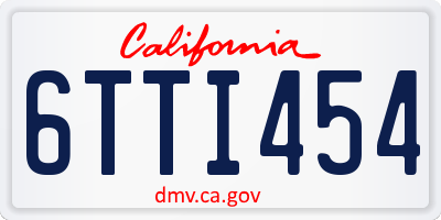 CA license plate 6TTI454