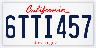 CA license plate 6TTI457
