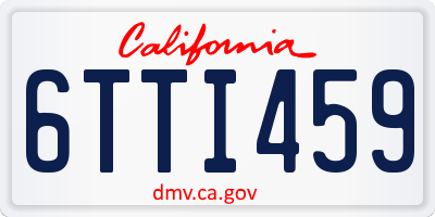 CA license plate 6TTI459