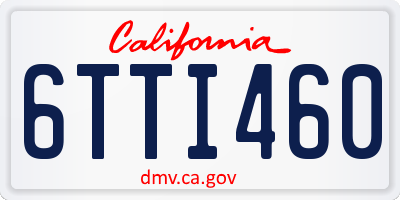CA license plate 6TTI460