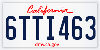 CA license plate 6TTI463