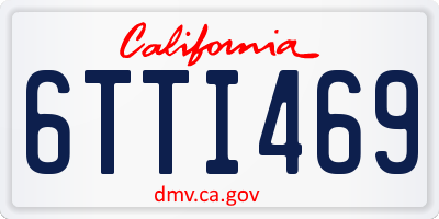 CA license plate 6TTI469
