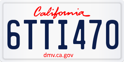 CA license plate 6TTI470