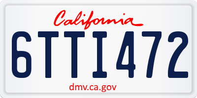 CA license plate 6TTI472