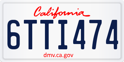 CA license plate 6TTI474