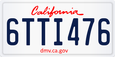 CA license plate 6TTI476