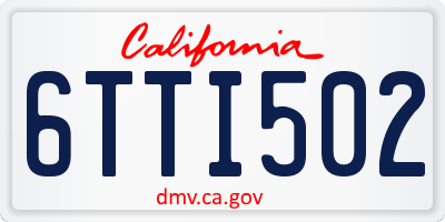 CA license plate 6TTI502