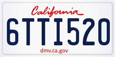 CA license plate 6TTI520
