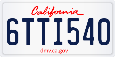 CA license plate 6TTI540