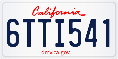 CA license plate 6TTI541