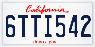 CA license plate 6TTI542