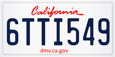 CA license plate 6TTI549