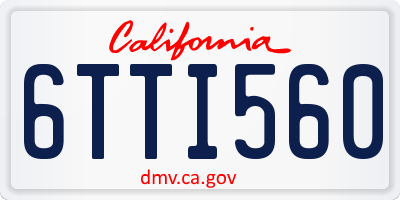 CA license plate 6TTI560