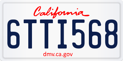 CA license plate 6TTI568