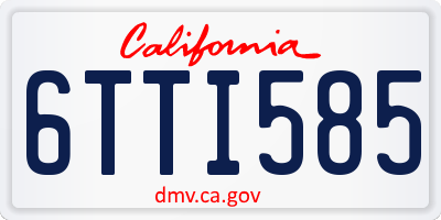CA license plate 6TTI585