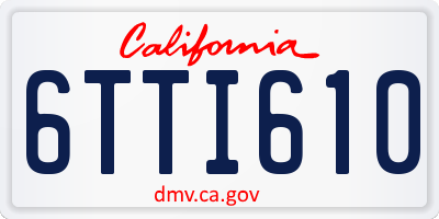 CA license plate 6TTI610