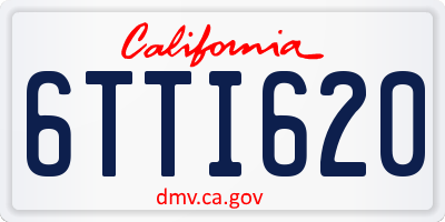 CA license plate 6TTI620