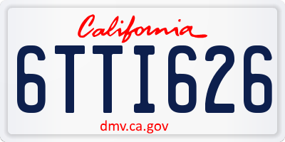 CA license plate 6TTI626