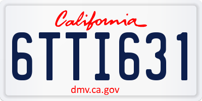 CA license plate 6TTI631