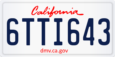 CA license plate 6TTI643