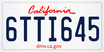 CA license plate 6TTI645