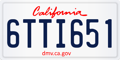 CA license plate 6TTI651