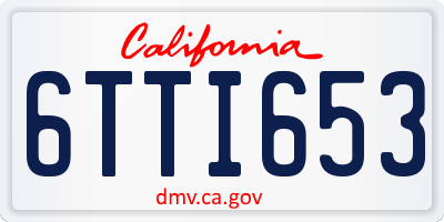 CA license plate 6TTI653