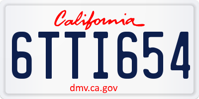 CA license plate 6TTI654