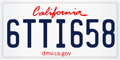 CA license plate 6TTI658