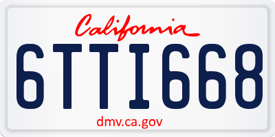 CA license plate 6TTI668