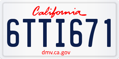 CA license plate 6TTI671
