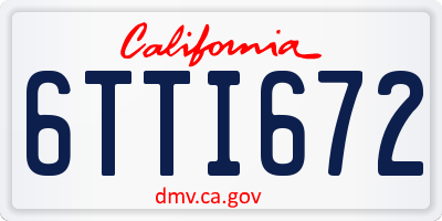 CA license plate 6TTI672