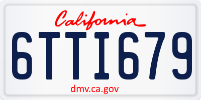CA license plate 6TTI679