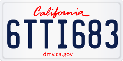 CA license plate 6TTI683