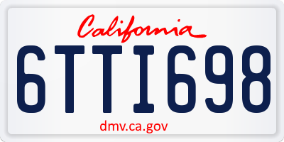 CA license plate 6TTI698