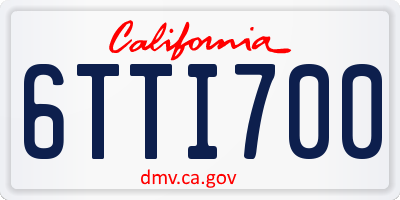 CA license plate 6TTI700