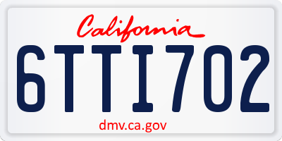 CA license plate 6TTI702