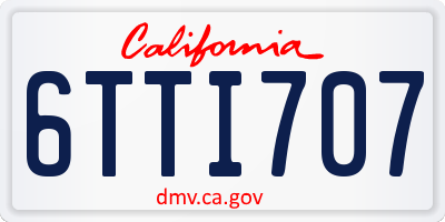CA license plate 6TTI707