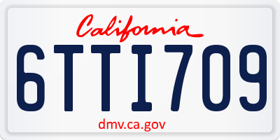 CA license plate 6TTI709