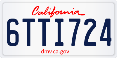 CA license plate 6TTI724