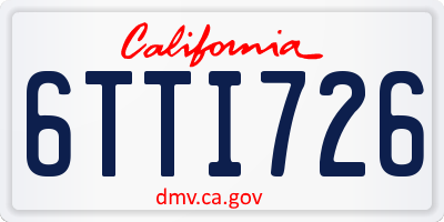 CA license plate 6TTI726