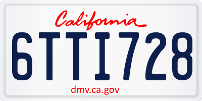 CA license plate 6TTI728