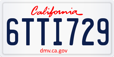CA license plate 6TTI729
