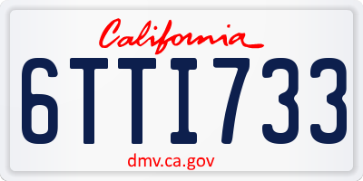 CA license plate 6TTI733