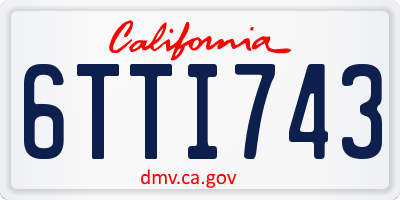 CA license plate 6TTI743