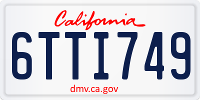 CA license plate 6TTI749