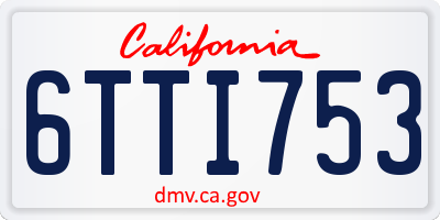 CA license plate 6TTI753