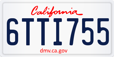 CA license plate 6TTI755
